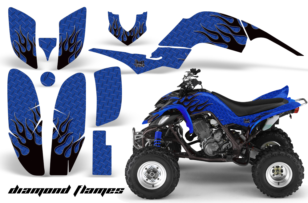 Yamaha Raptor 660 Graphics DiamondFlames Black BlueBG